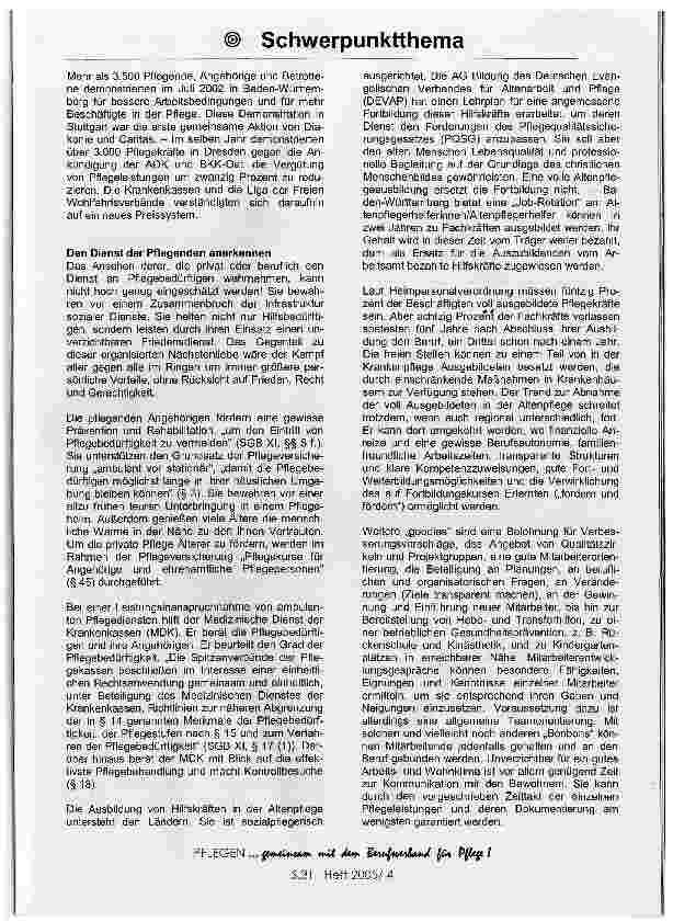 Vorschauseite 2: Pflegende und Pflege positiv gesehen