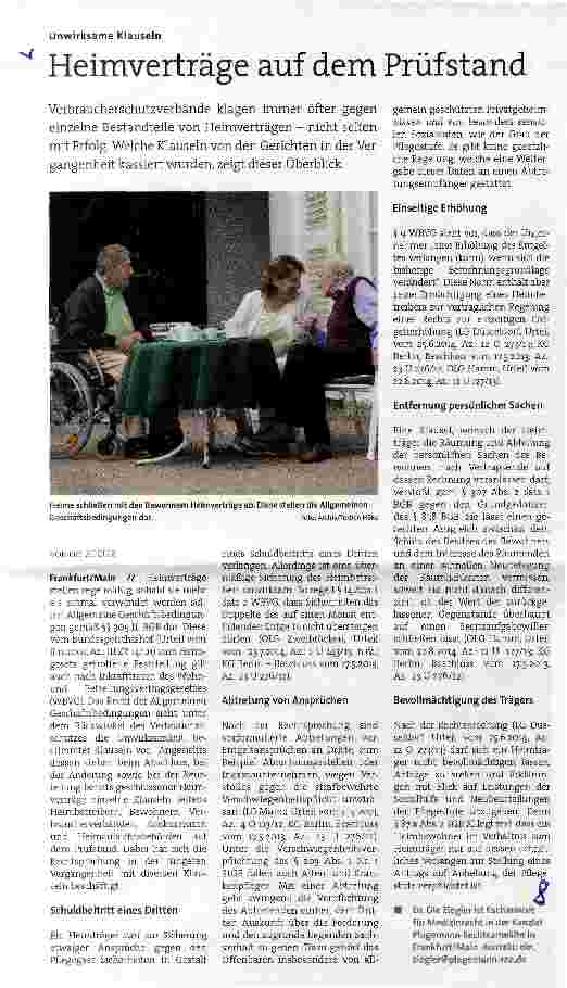 Vorschauseite 1: Heimverträge auf dem Prüfstand