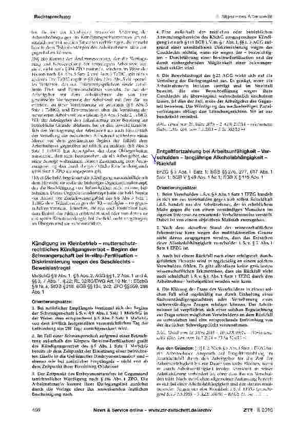 Vorschauseite 4: Anspruch auf Abschluss eines Teilzeitarbeitsvertrags - Anspruch auf Entfernung einer Abmahnung aus der Personalakte - Wirksamkeit einer betriebsbedingten Änderungskündigung