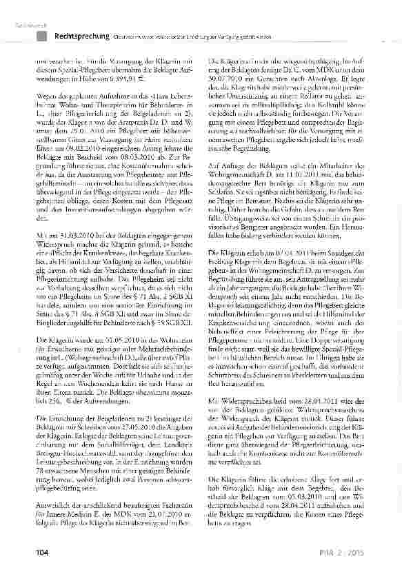 Vorschauseite 2: Gitterbett muss von voUstationärer Einrichtung zur Verfügung gestellt werden