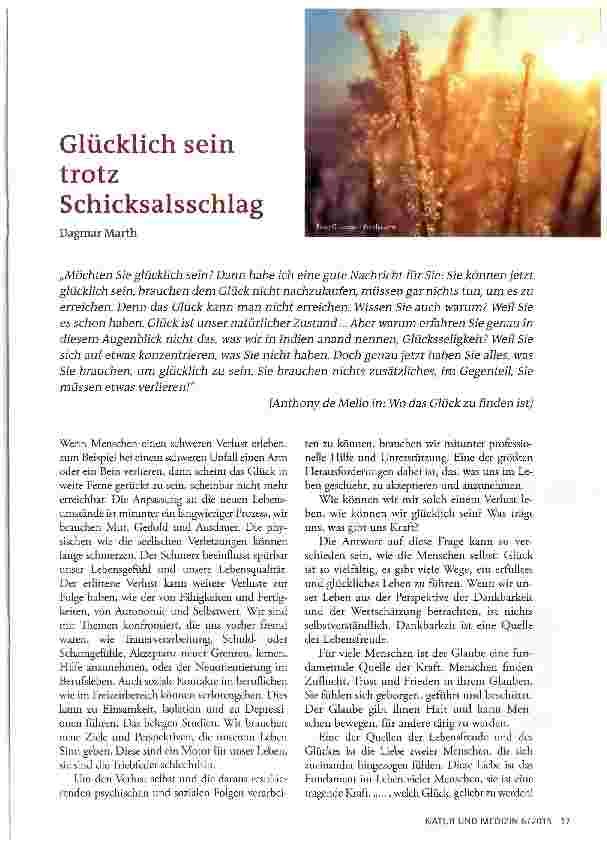 Vorschauseite 1: Glücklich sein trotz Schicksalsschlag