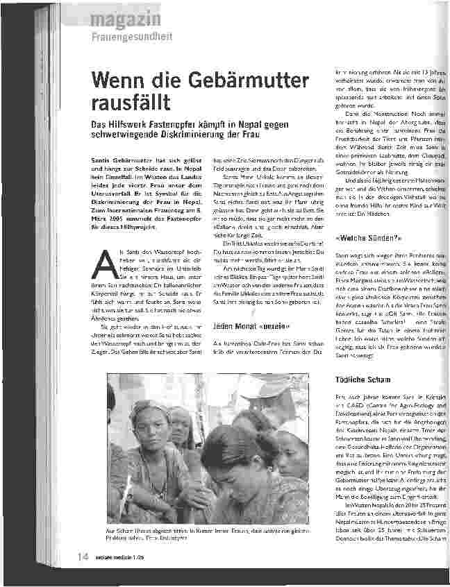 Vorschauseite 1: Wenn die Gebärmutter rausfälltDas Hilfswerk Fastenopfer kämpft in Nepal gegen schwerwiegende Diskriminierung der Frau