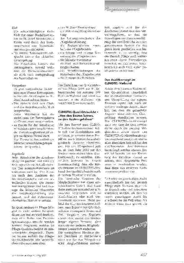 Vorschauseite 2: CLINOTEL-KrankenhausverbundDer Pflege-Qualitätsbericht im St. Josef Krankenhaus Moers, Teil 2