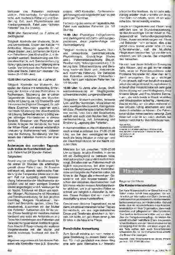 Vorschauseite 2: Häusliche Kinderkrankenpflege eine Alternative zur Arbeit auf der Intensivstation