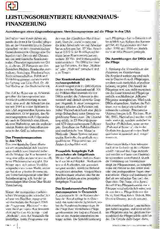 Vorschauseite 1: Leistungsorientierte Krankenhausfinanzierung Auswirkungen eines diagnosebezogenen Abrechnungssystems auf die Pflege in den USA