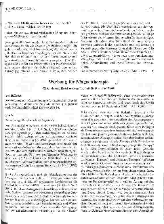 Vorschauseite 1: Werbung für Magnettherapie