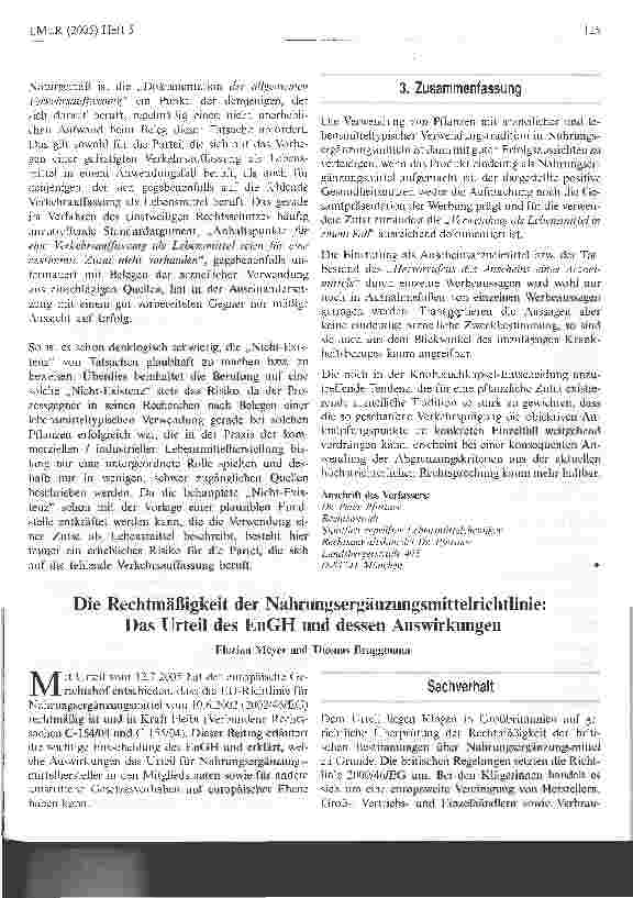 Vorschauseite 1: Die Rechtmäßigkeit der Nahrungsergänzungsmittelrichtlinie: Das Urteil des EuGH und dessen Auswirkungen