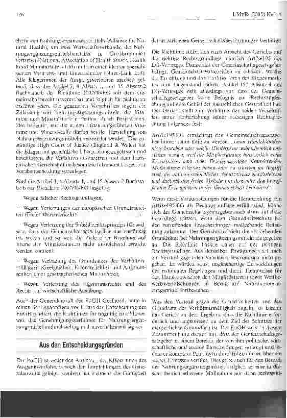 Vorschauseite 2: Die Rechtmäßigkeit der Nahrungsergänzungsmittelrichtlinie: Das Urteil des EuGH und dessen Auswirkungen