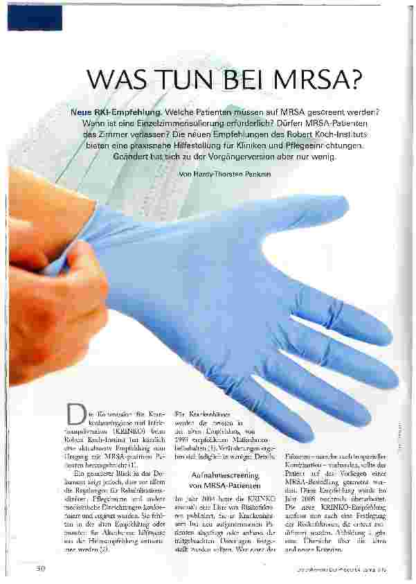 Vorschauseite 1: WAS TUN BEI MRSA?