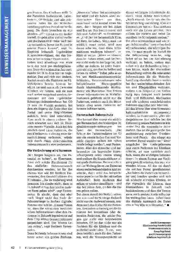 Vorschauseite 3: Ein Netzwerk rettet Leben Das Einweiserportal des Klinikums Ingolstadt bewährt sich immer mehr