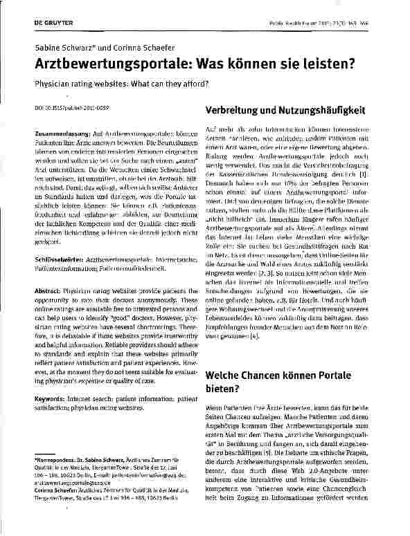 Vorschauseite 1: Arztbewertungsportale: Was können sie leisten?