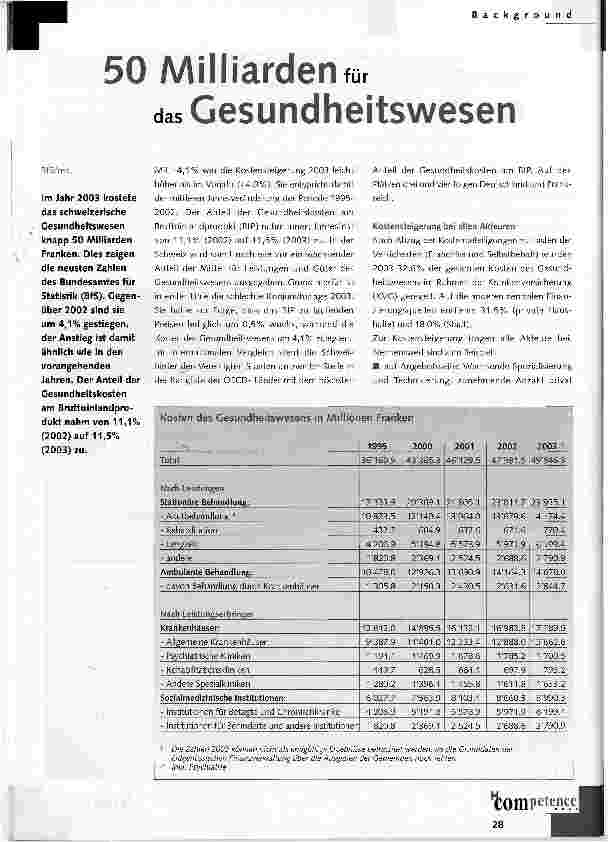 Vorschauseite 1: 50 Milliarden für das Gesundheitswesen