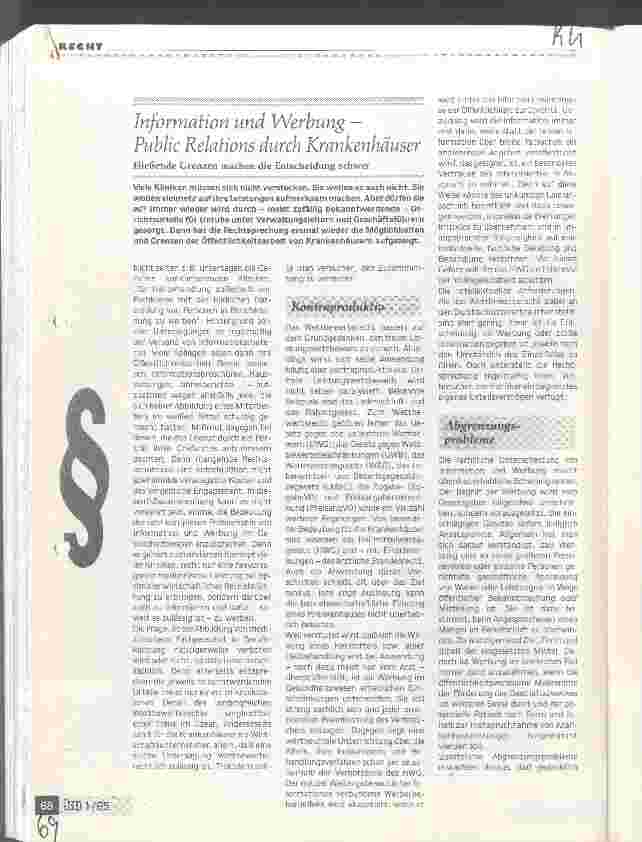Vorschauseite 1: Information und Werbung - Public Relations durch Krankenhäuser