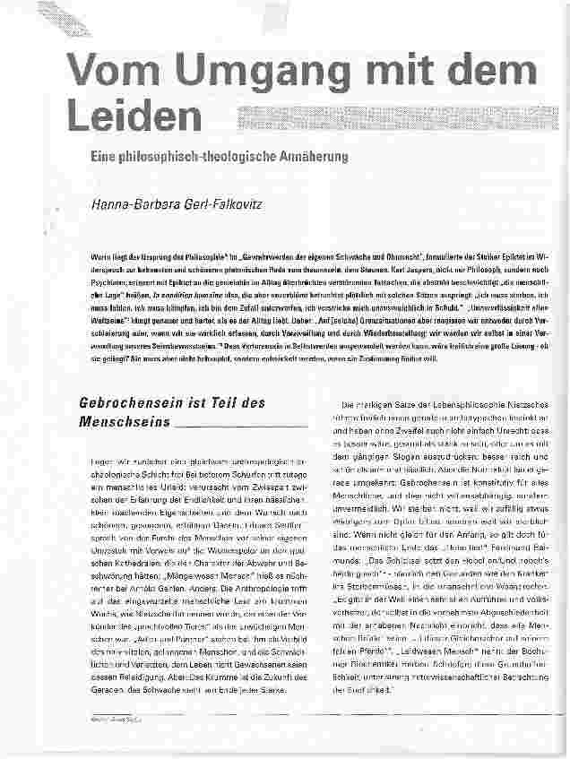 Vorschauseite 1: Vom Umgang mit dem Leiden. Eine philosophisch-theologische Annäherung