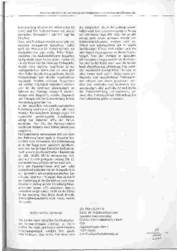 Vorschauseite 2: ANALYSE DER VERSORGUNGSWEGE VON PATIENTEN MIT CHRONISCHEN SCHMERZEN