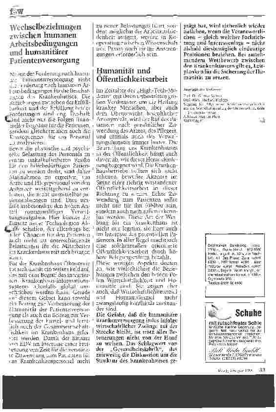 Vorschauseite 2: Wirschaftlichkeit und Humanität - ein sich verschärfender Konflikt?