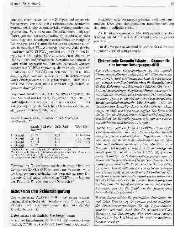 Vorschauseite 2: Gibt es einen Volume-Outcome-Zusammenhang bei der Versorgung von Neugeborenen mit sehr niedrigem Geburtsgewicht in Deutschland