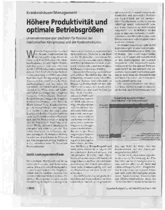 Vorschauseite 1: Krankenhäuser/ManagementHöhere Produktivität und optimale Betriebsgrößen