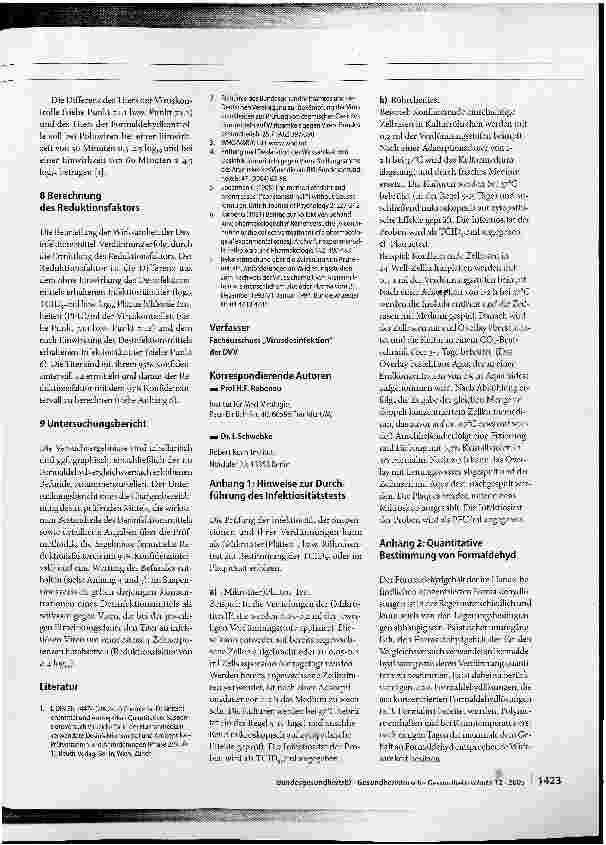 Vorschauseite 4: Leitlinie1 der Deutschen Vereinigung zur Bekämpfung der Viruskrankheiten e.V.2 und des Robert Koch-Instituts zur Prüfung von chemischen Desinfektionsmitteln auf Wirksamkeit gegen…