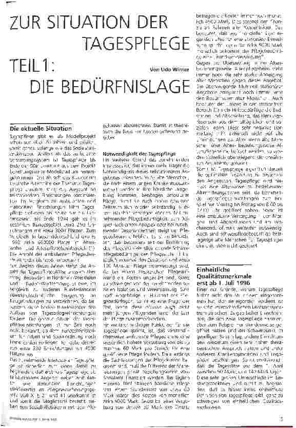 Vorschauseite 1: Zur Situation der Tagespflege Teil 1: Die Bedürfnislage