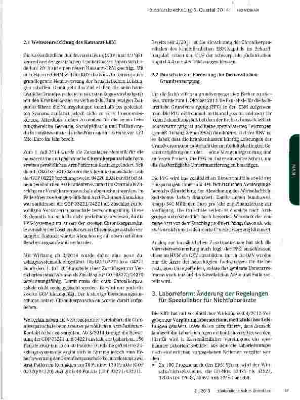 Vorschauseite 3: Sommerquartal mit Honorarsteigerung von 4,4 Prozent Ergebnisse der Honorarabrechnung 3/2014