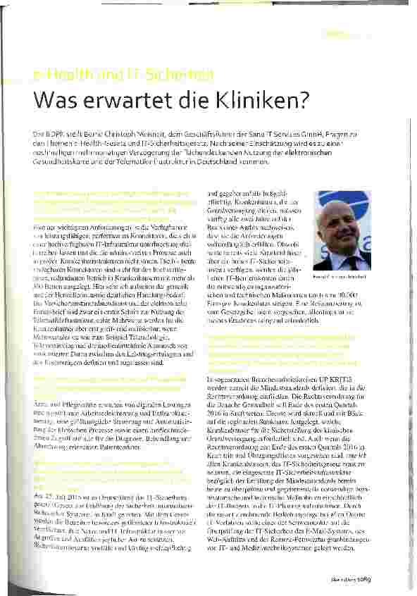 Vorschauseite 1: Was erwartet die Kliniken?