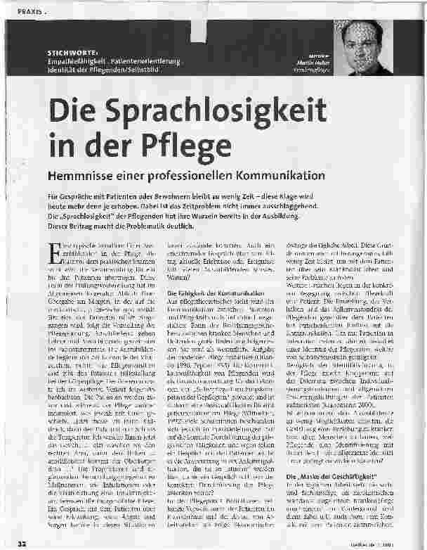 Vorschauseite 1: Die Sprachlosigkeit in der Pflege