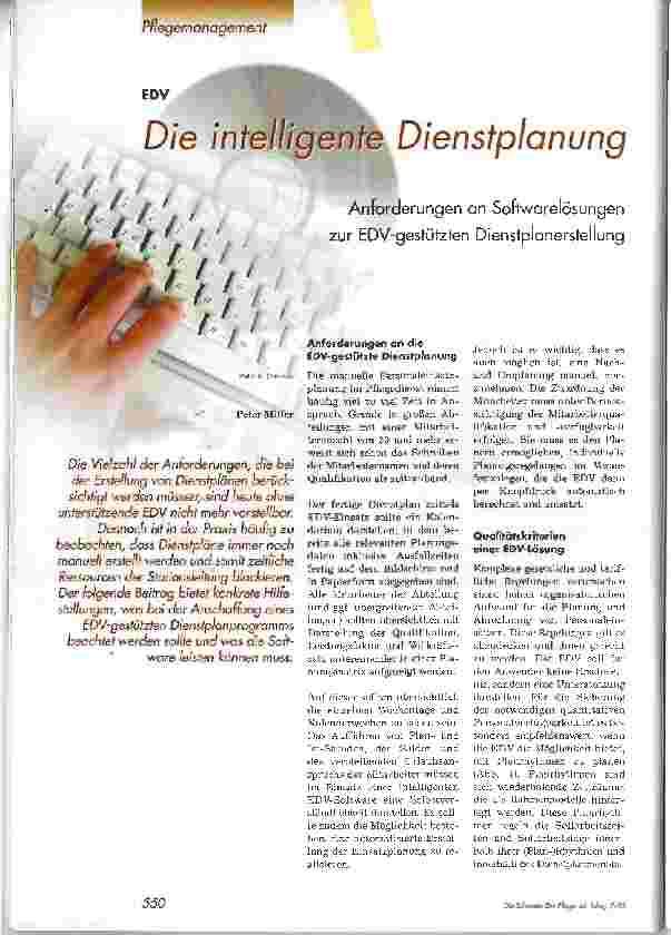 Vorschauseite 1: Die intelligente DienstplanungAnforderungen an Softwarelösungen zur EDV-gestützten Dienstplanerstellung