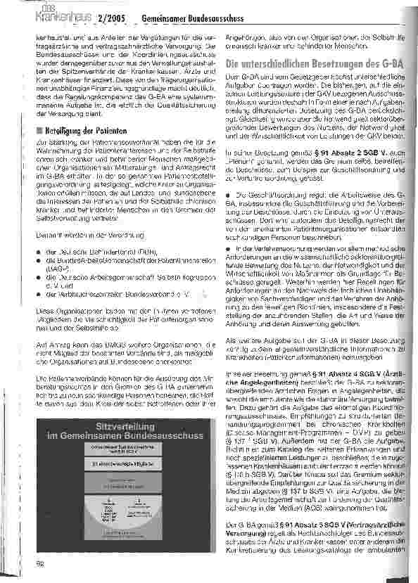 Vorschauseite 2: Der G-BA als wichtigste Regelungsinstanz in der gemeinsamen Selbstverwaltung