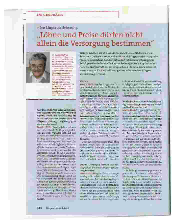 Vorschauseite 1: Löhne und Preise dürfen nicht allein die Versorgung bestimmen