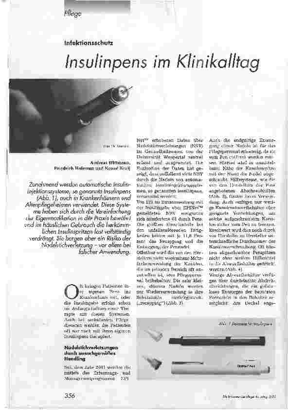 Vorschauseite 1: Insulinpens im Klinikalltag