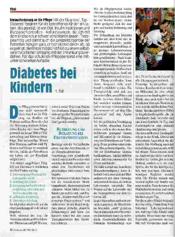 Vorschauseite 1: Diabetes bei Kindern 1. Teil