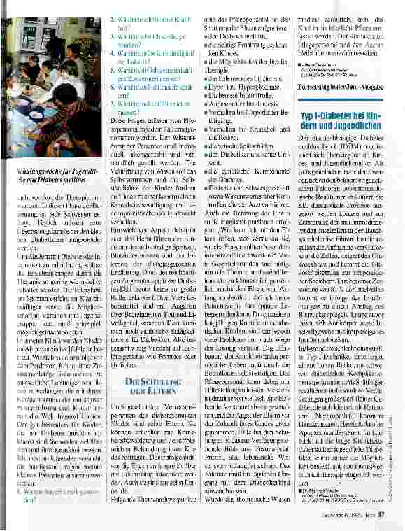 Vorschauseite 2: Diabetes bei Kindern 1. Teil