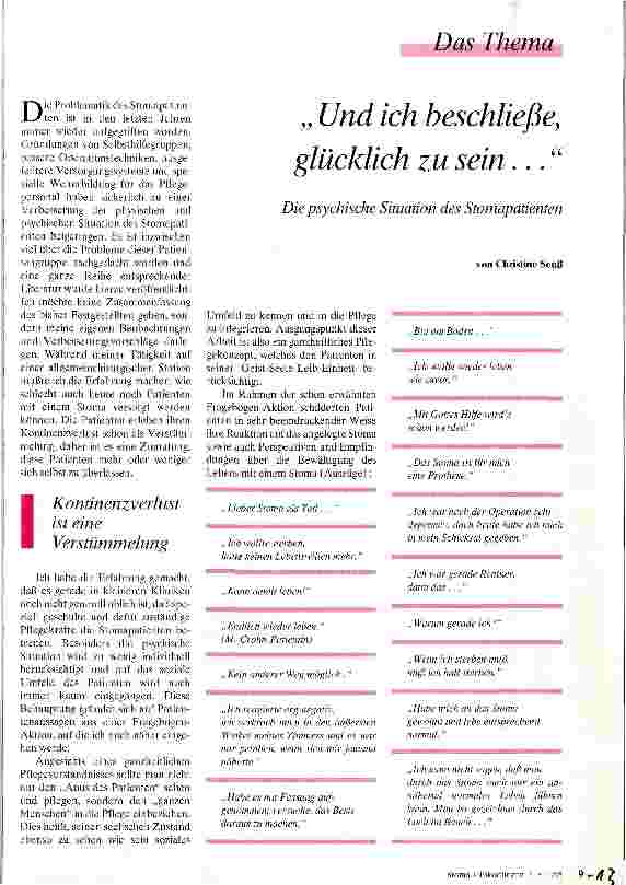 Vorschauseite 1: Und ich beschließe, glücklich zu sein ... Die psychische Situation des Stomapatienten
