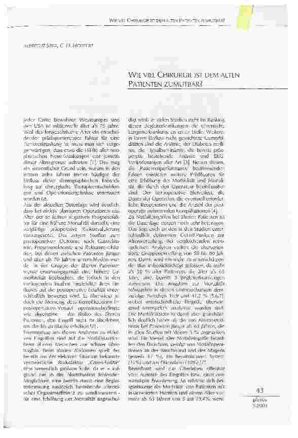 Vorschauseite 1: WIE VIEL CHIRURGIE IST DEM ALTEN PATIENTEN ZUMUTBAR?