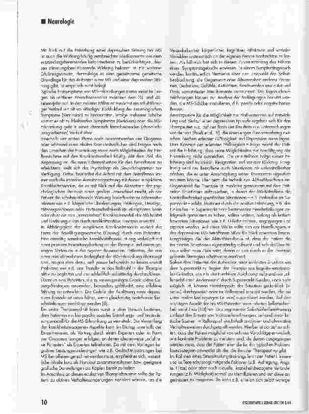 Vorschauseite 3: Psychologische Therapie effektiver und kognitiver Störungen bei Multipler Sklerose