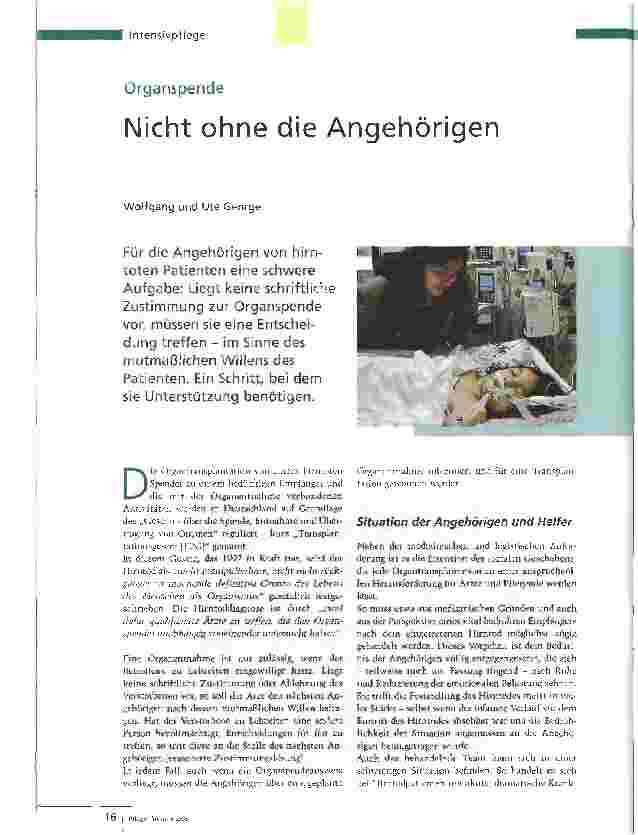 Vorschauseite 1: OrganspendeNicht ohne die Angehörigen