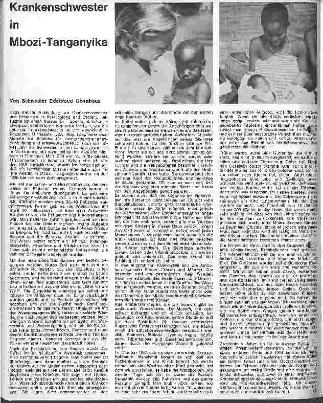 Vorschauseite 1: Krankenschwester in Mbozi-Tanganyika