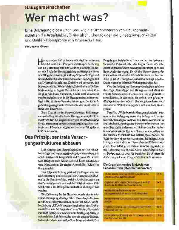 Vorschauseite 1: Hausgemeinschaften. Wer macht was?