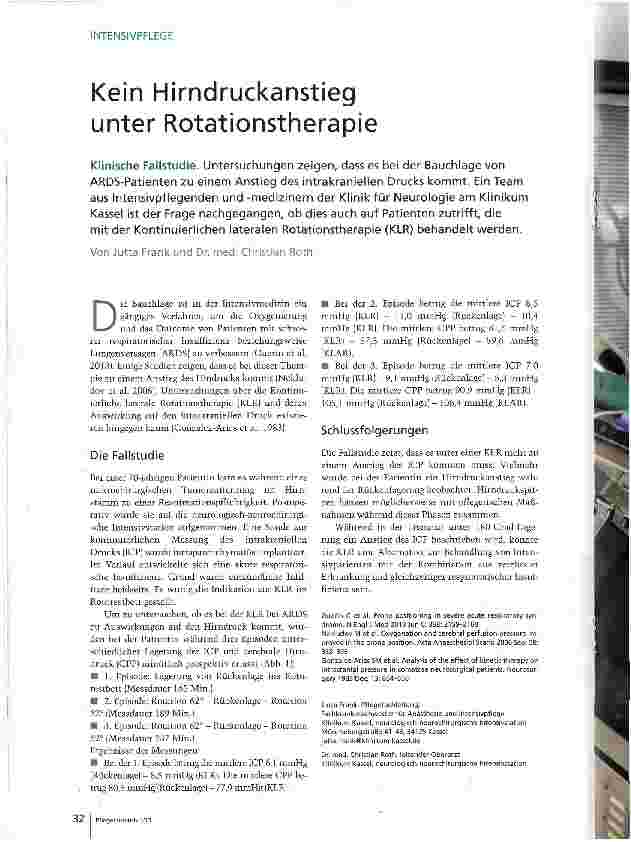 Vorschauseite 1: Kein Hirndruckanstieg unter Rotationstherapie