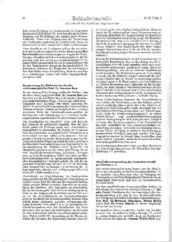 Vorschauseite 2: Die Zukunft des Sozial-staats liegt in Europa! 5. Deutscher Sozial-;erichtstag beleuchtet len europäischen Rahmen deutscher Sozialpolitik (Tagungsbericht)