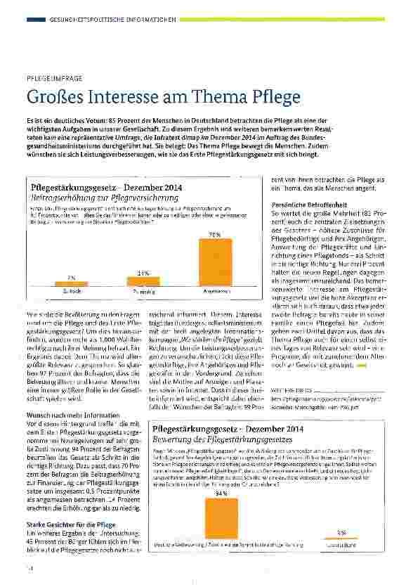 Vorschauseite 1: Großes Interesse am Thema Pflege