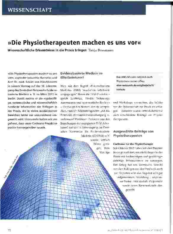 Vorschauseite 1: »Die Physiotherapeuten machen es uns vor«