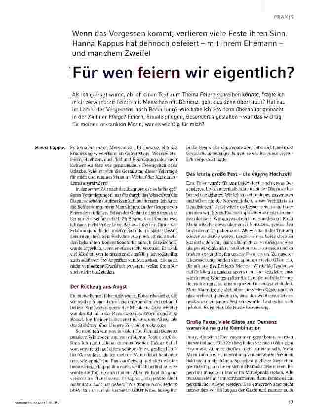 Vorschauseite 1: Für wen feiern wir eigentlich?