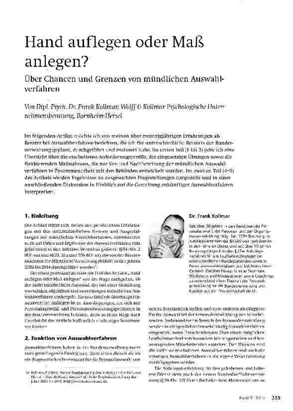 Vorschauseite 1: Hand auflegen oder Maß anlegen?