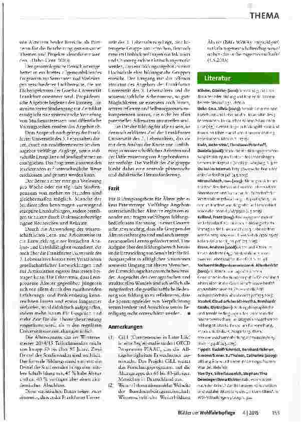 Vorschauseite 3: Bildung im Alter Die Universität des 3. Lebensalters an der Goethe-Universität Frankfurt am Main