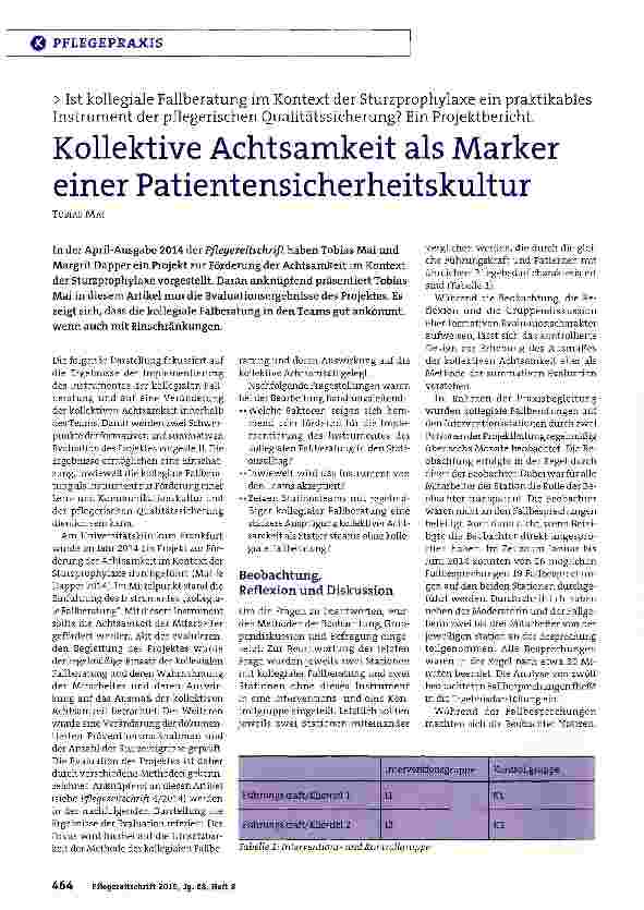 Vorschauseite 1: Kollektive Achtsamkeit als Marker einer Patientensicherheitskultur