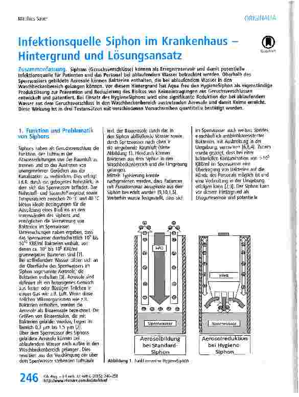 Vorschauseite 1: Infektionsquelle Siphon im Krankenhaus -Hintergrund und Lösungsansatz