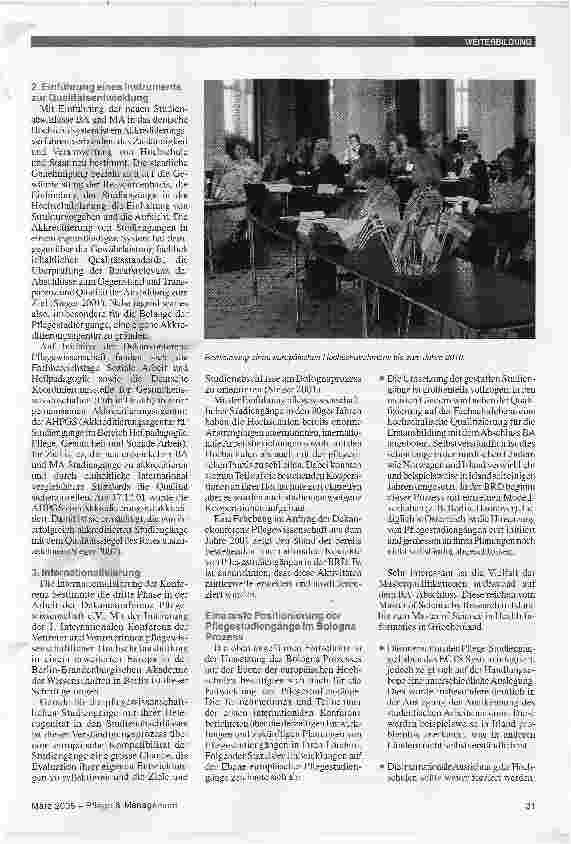 Vorschauseite 2: Ziele und Strategien der Pflegestudiengänge in Europa
