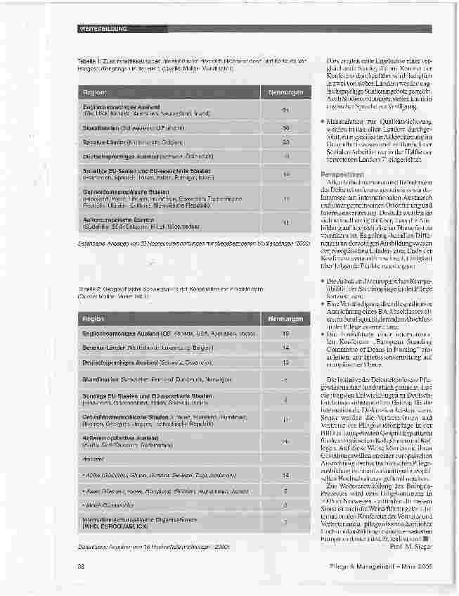 Vorschauseite 3: Ziele und Strategien der Pflegestudiengänge in Europa
